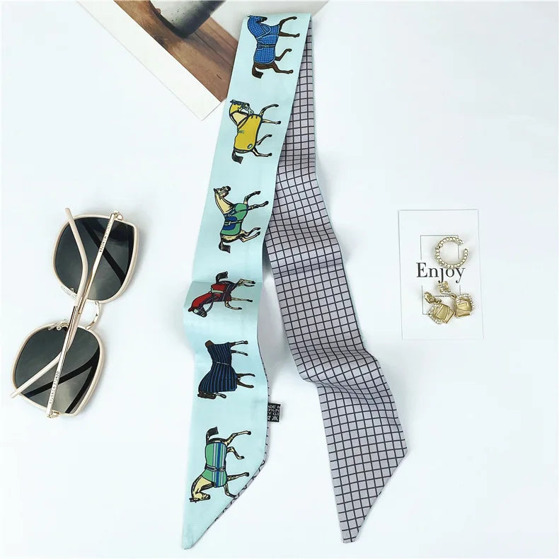 STEPHANIE Horse Design Twilly Scarf, Hair or Handbag Tie - 85 x 5 cms