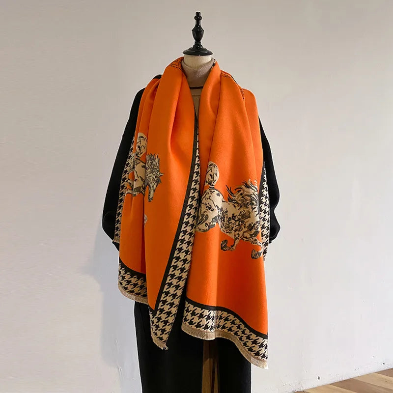 FAYE Horse Design, Cashmere Blend Pashmina/Shawl - 180 x 65 cms