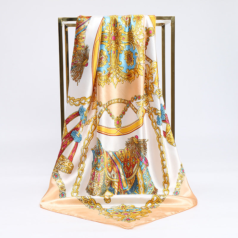 LAURA Horse Design Satin Scarf - 90 x 90 cms