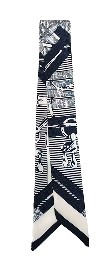 ALEXANDRIA Horse Design Twilly Scarf, Hair or Handbag Tie - 85 x 5 cms