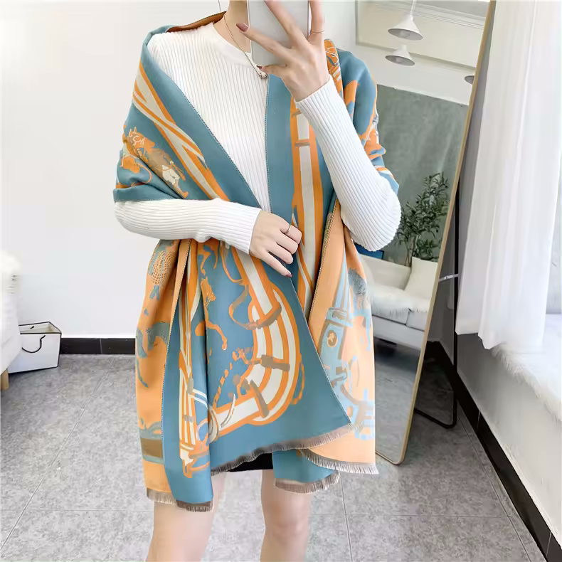 LEON Horse design, Cashmere Blend Pashmina/Shawl - 180 x 65 cms