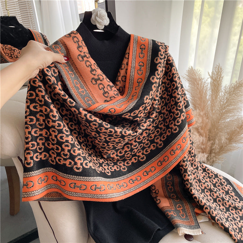 RIONA Horse Design Cashmere Blend Pashmina/Shawl 180 x 65 cms