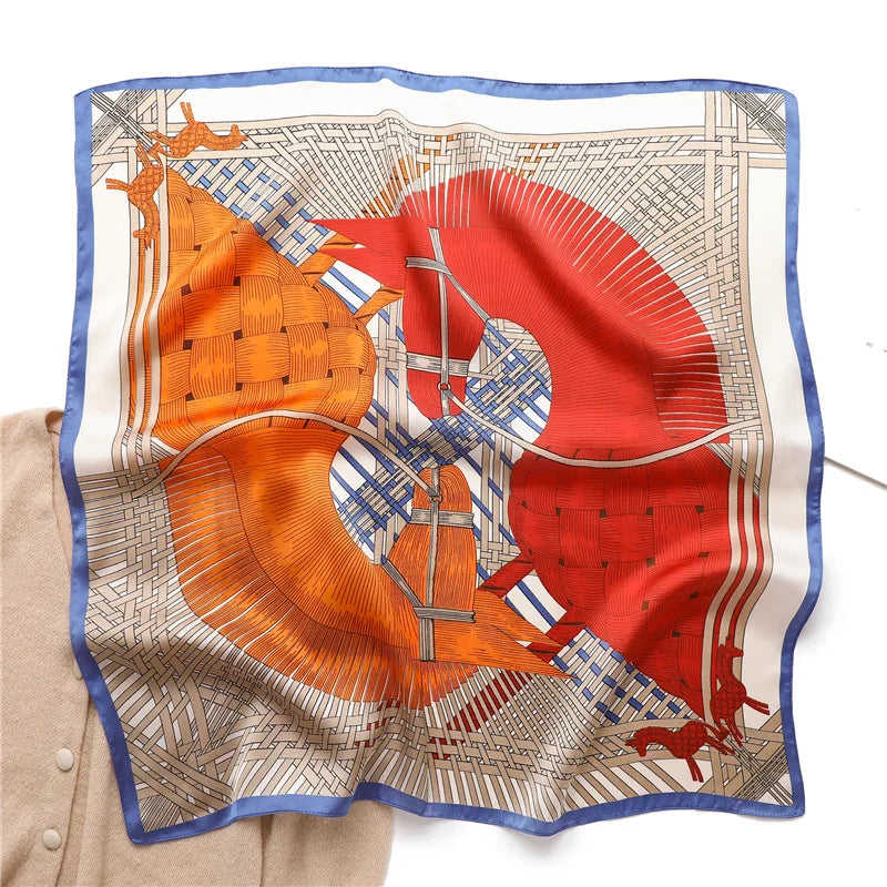 GABRIELLA Horse Design, Satin Scarf - 70 x 70 cms