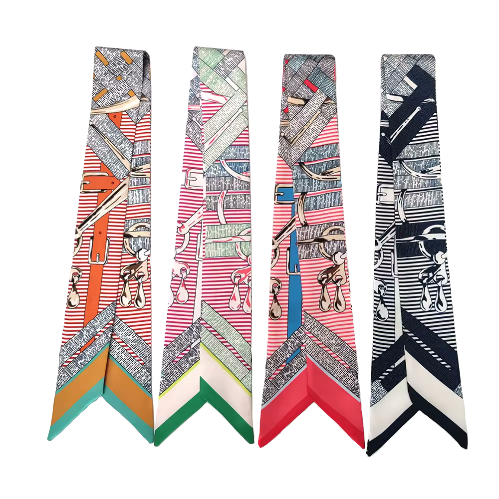 ALEXANDRIA Horse Design Twilly Scarf, Hair or Handbag Tie - 85 x 5 cms