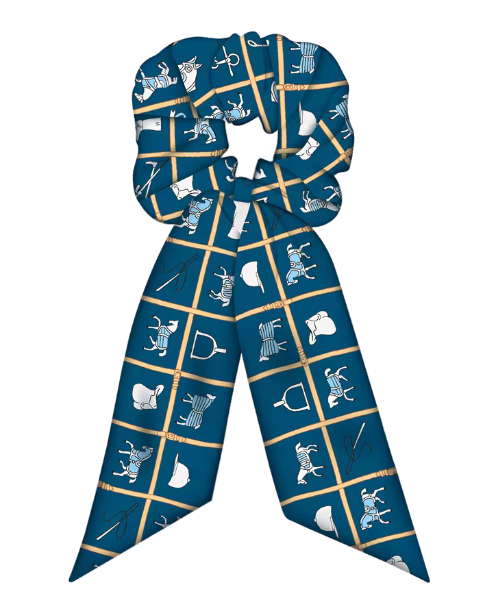 CARTER SCRUNCHIE TWILLY COMBO Horse Design Hair Tie with Ribbon