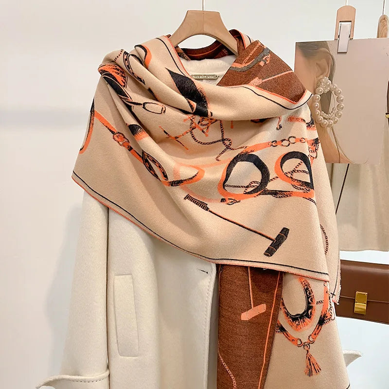 VICTORIA Horse Design, Cashmere Blend Pashmina/Shawl - 180 x 65 cms