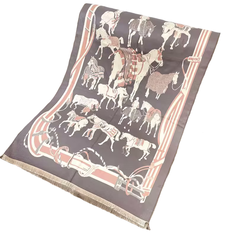 LEON Horse design, Cashmere Blend Pashmina/Shawl - 180 x 65 cms