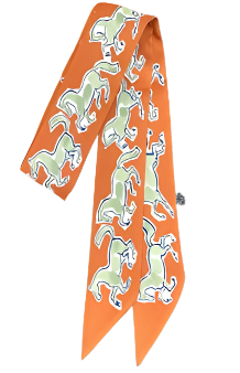 TOULOUSE Horse Design Twilly Scarf, Hair or Handbag Tie - 85 x 5 cms