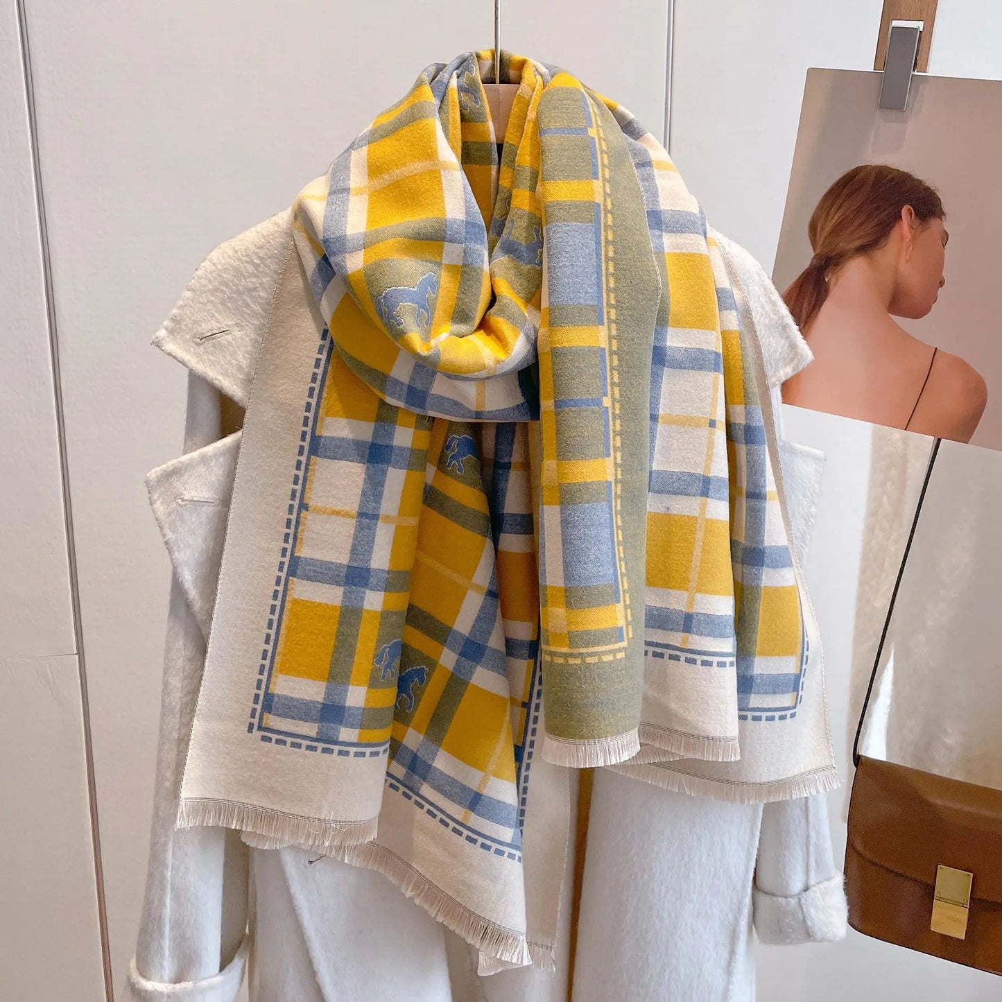 AUDREY Horse Design, Cashmere Blend Pashmina/Shawl - 180 x 65 cms