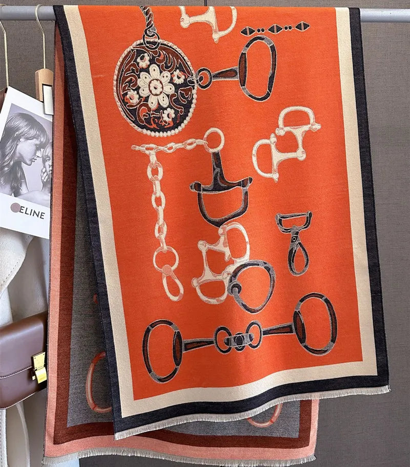 NOLA Horse Design, Cashmere Blend Pashmina/Shawl - 180 x 65 cms