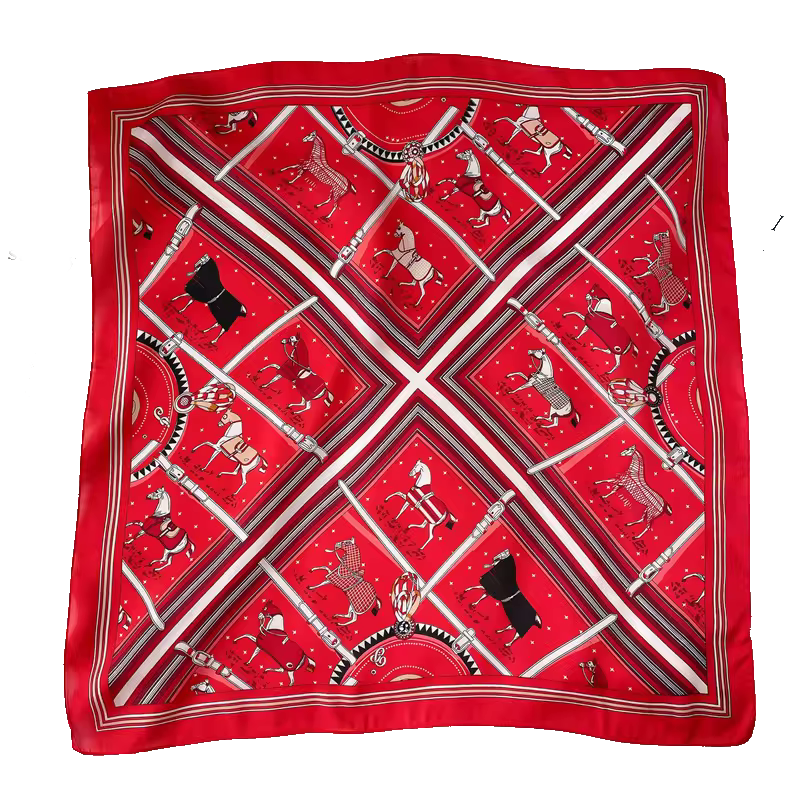 DAPHNE 70 Horse Design, Satin Scarf - 70 x 70 cm