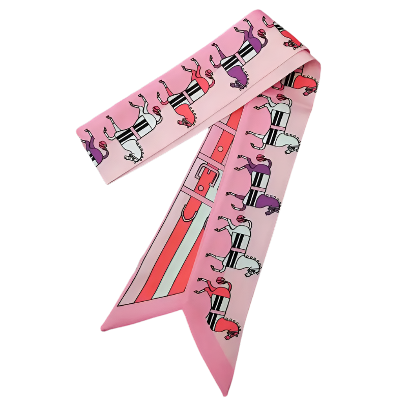 PAULETTE Horse Design Twilly Scarf, Hair or Handbag Tie - 85 x 5 cms