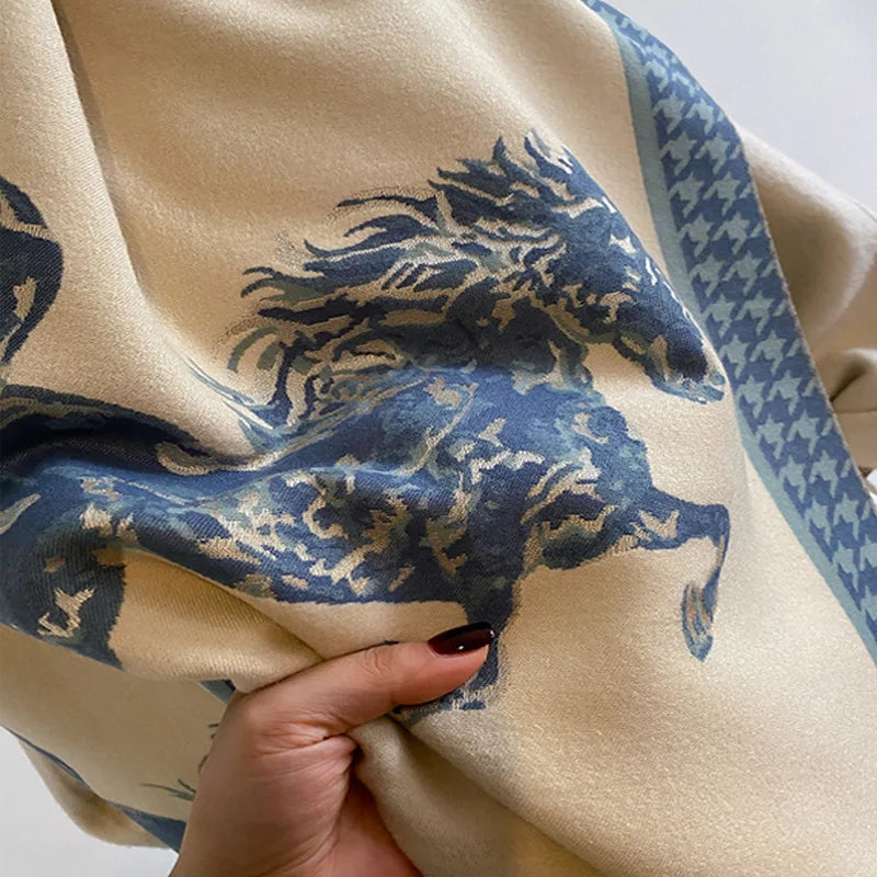 FAYE Horse Design, Cashmere Blend Pashmina/Shawl - 180 x 65 cms