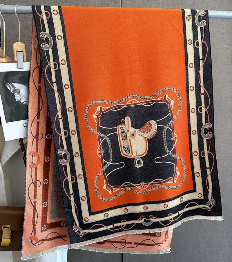 EVELYN Horse Design, Cashmere Blend Pashmina/Shawl - 180 x 65 cms