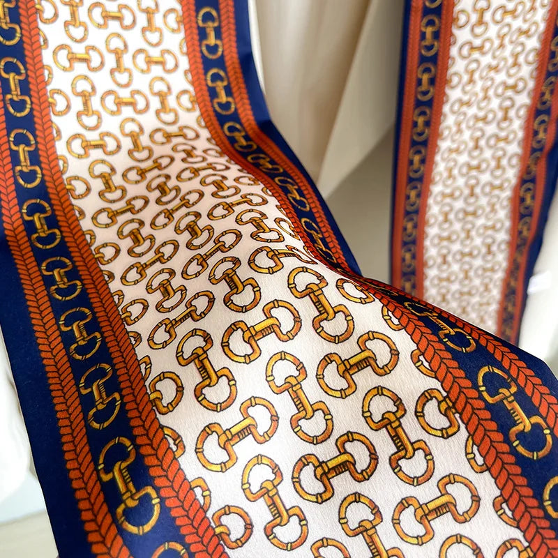 CATALINA Horse Design Satin Skinny Scarf - 148 X 12 cms