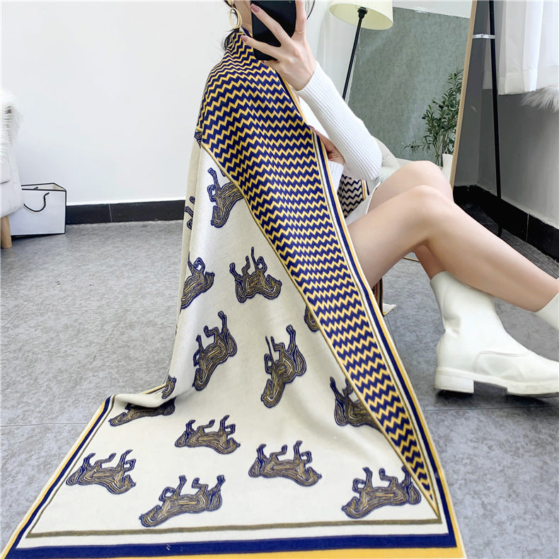 GLYNN Horse Design Cashmere Blend Pashmina/Shawl - 180 x 65 cms