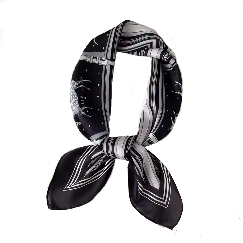 DAPHNE 70 Horse Design, Satin Scarf - 70 x 70 cm