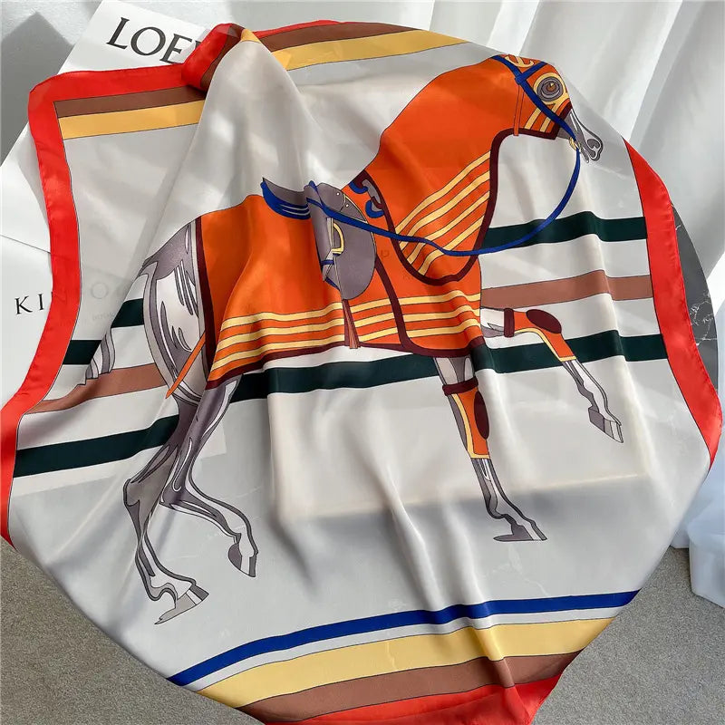 MAREN Horse Design, Satin Scarf - 70 x 70 cms