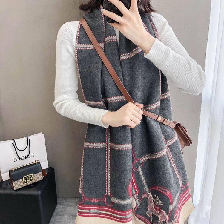 MIA Horse Design Cashmere Blend Pashmina/Shawl - 180 x 65 cms