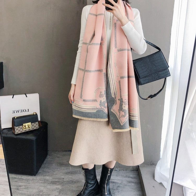 MIA Horse Design Cashmere Blend Pashmina/Shawl - 180 x 65 cms