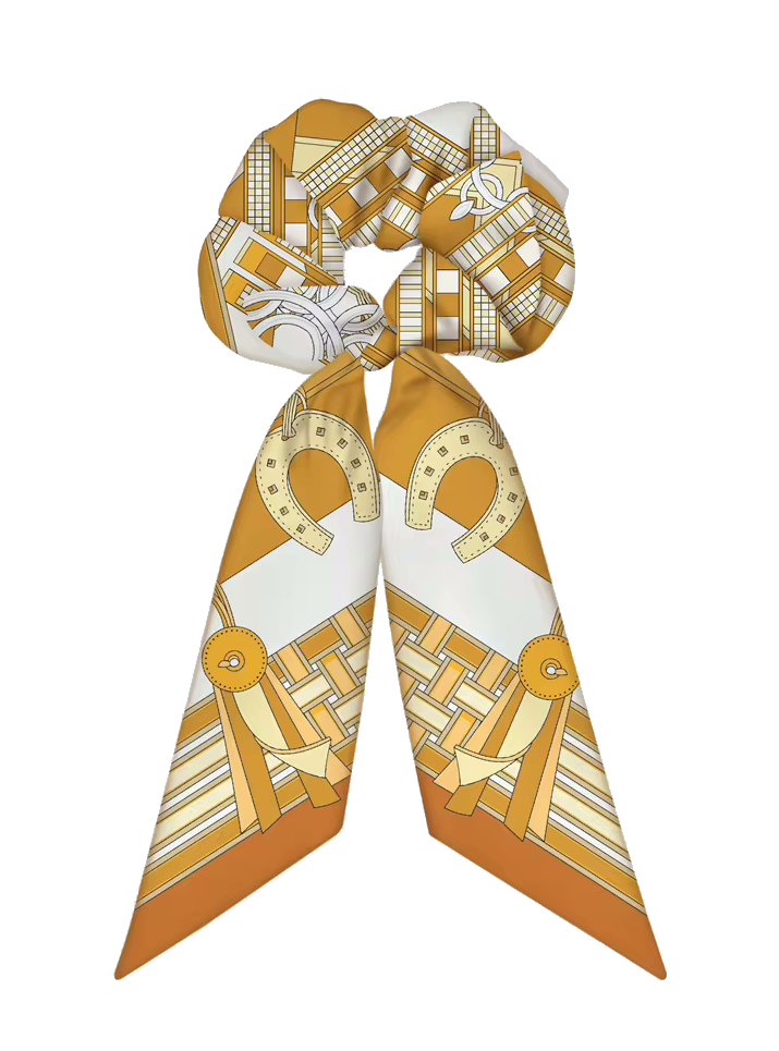 MORNA SCRUNCHIE TWILLY COMBO Horse Design Hair Tie with Ribbon