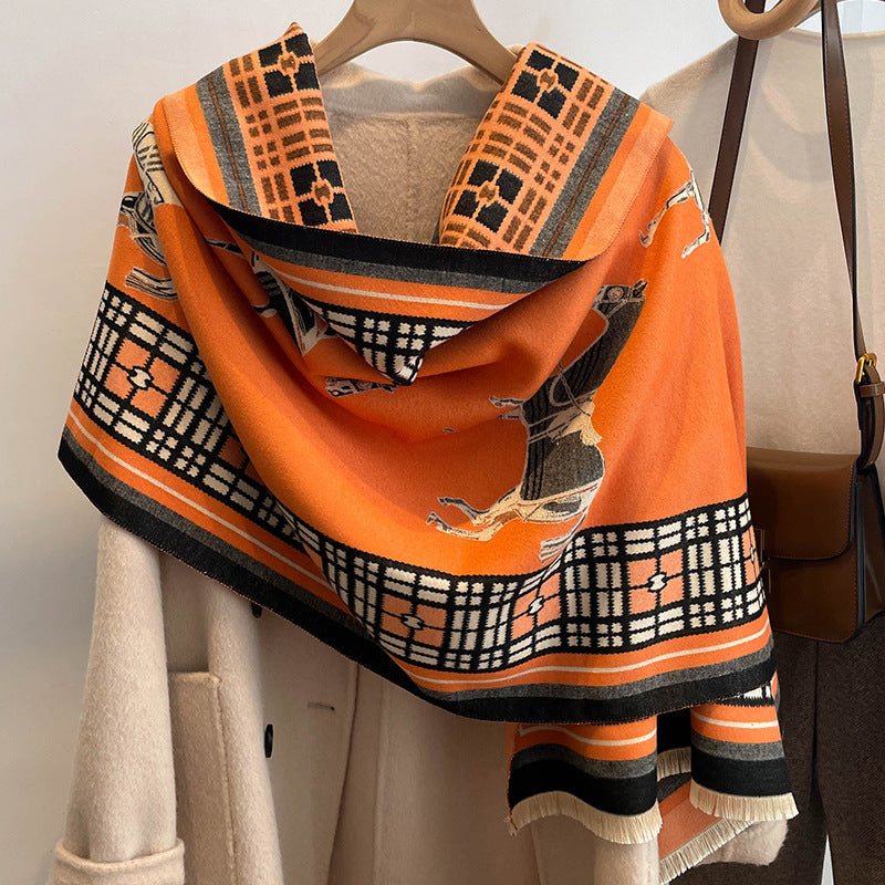 KACE Horse Design Cashmere Blend Pashmina/Shawl - 180 x 65 cms
