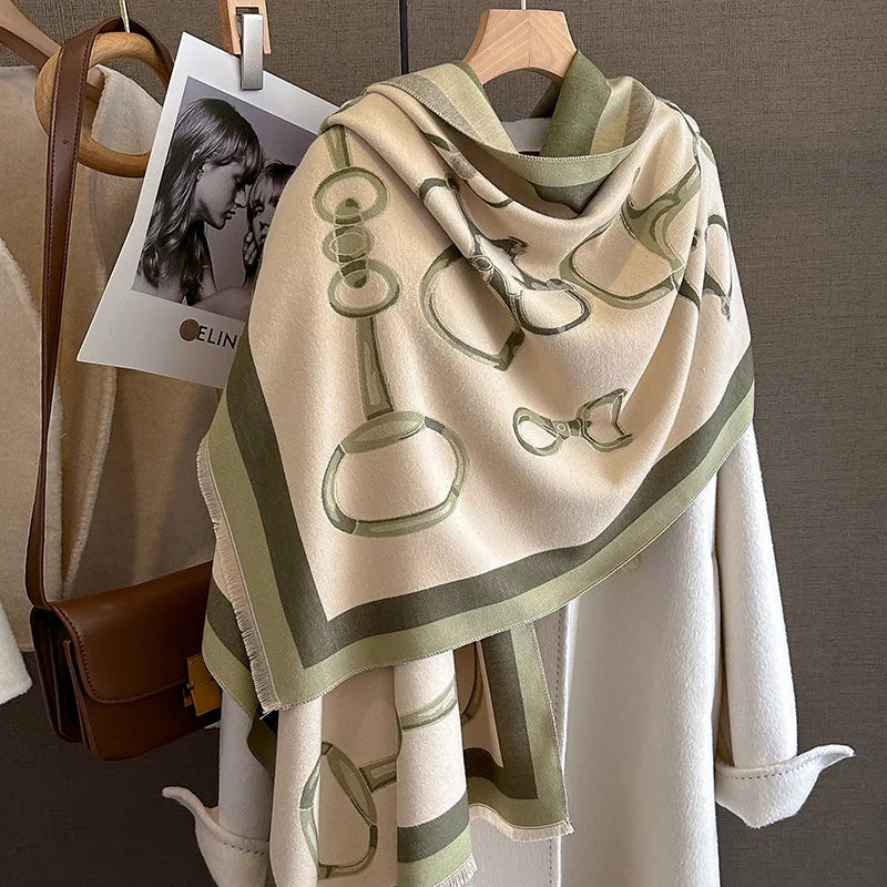 NOLA Horse Design, Cashmere Blend Pashmina/Shawl - 180 x 65 cms