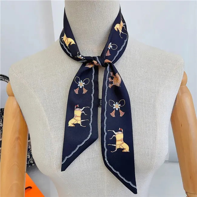 CHANTAL Horse Design Twilly Scarf, Hair or Handbag Tie - 85 x 5 cms