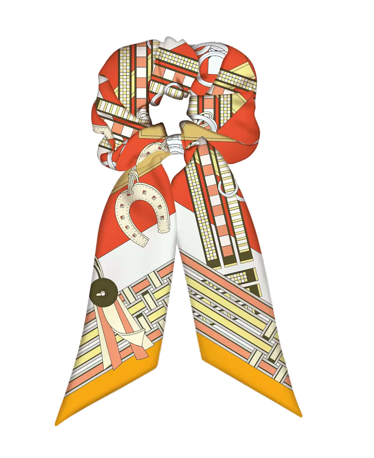 MORNA SCRUNCHIE TWILLY COMBO Horse Design Hair Tie with Ribbon