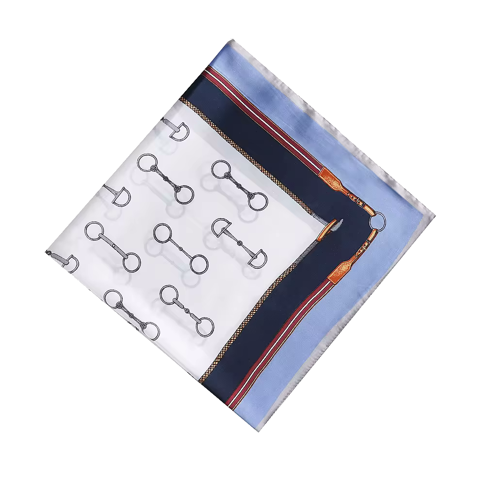 ADDISON 60 Horse Design, Man-Made Silk Satin Scarf - 60 x 60 cms