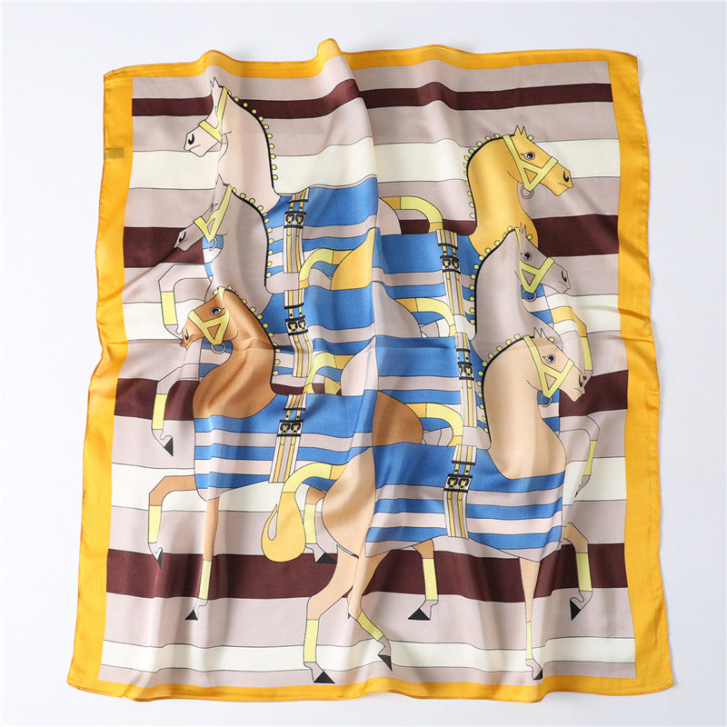 JUNE Horse Design, Satin Scarf - 70 x 70 cms