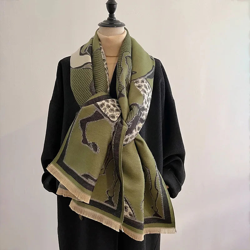 CAMILLA Horse Design, Cashmere Blend Pashmina/Shawl - 180 x 65 cms