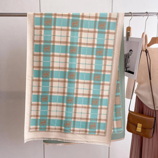 AUDREY Horse Design, Cashmere Blend Pashmina/Shawl - 180 x 65 cms