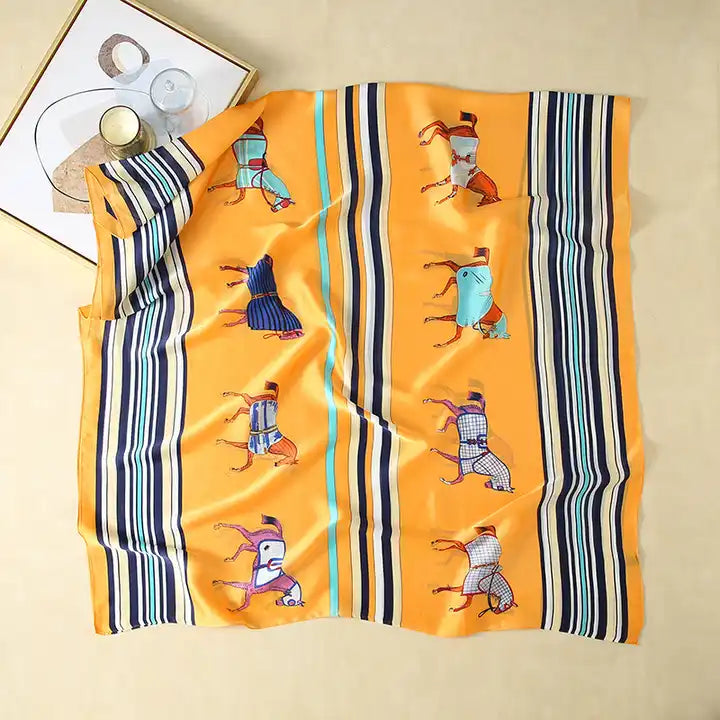 TYLER Horse Design, Man-Made Silk Chiffon Scarf - 180 x 90 cms