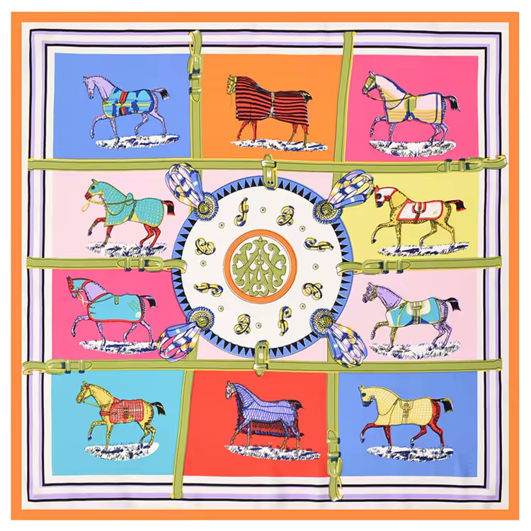 CANDY 60 Horse Design, Twill Scarf - 60 x 60 cm