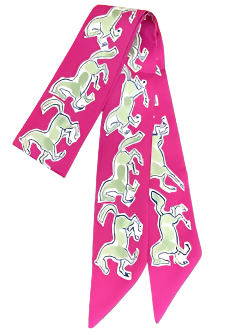 TOULOUSE Horse Design Twilly Scarf, Hair or Handbag Tie - 85 x 5 cms