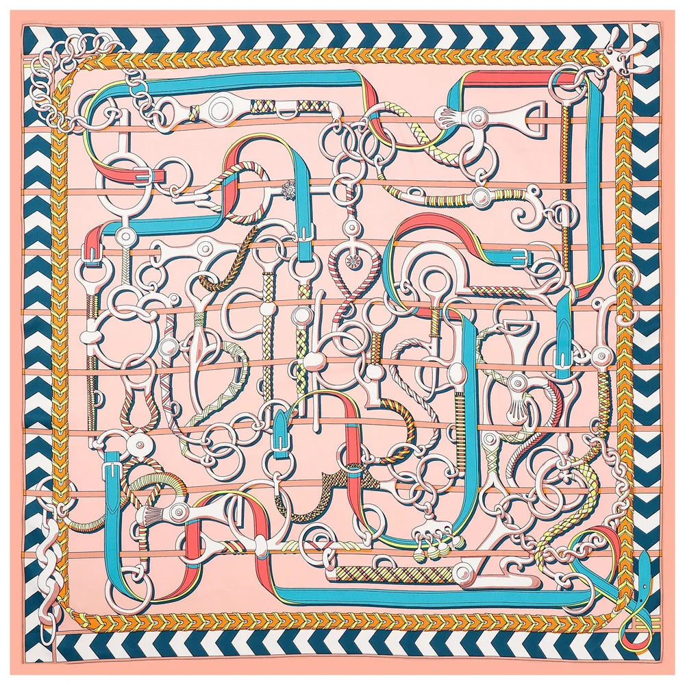 BRENDA Horse Design, Made-Made Silk Twill Scarf - 100 x 100 cms