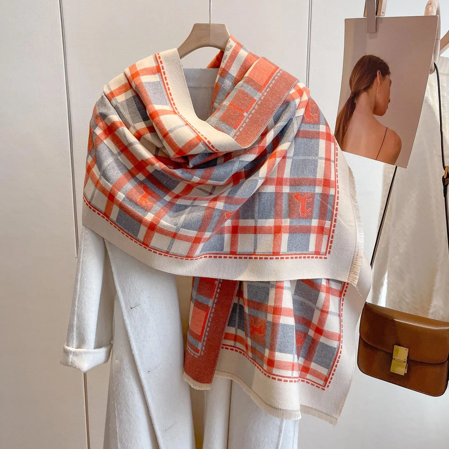 AUDREY Horse Design, Cashmere Blend Pashmina/Shawl - 180 x 65 cms