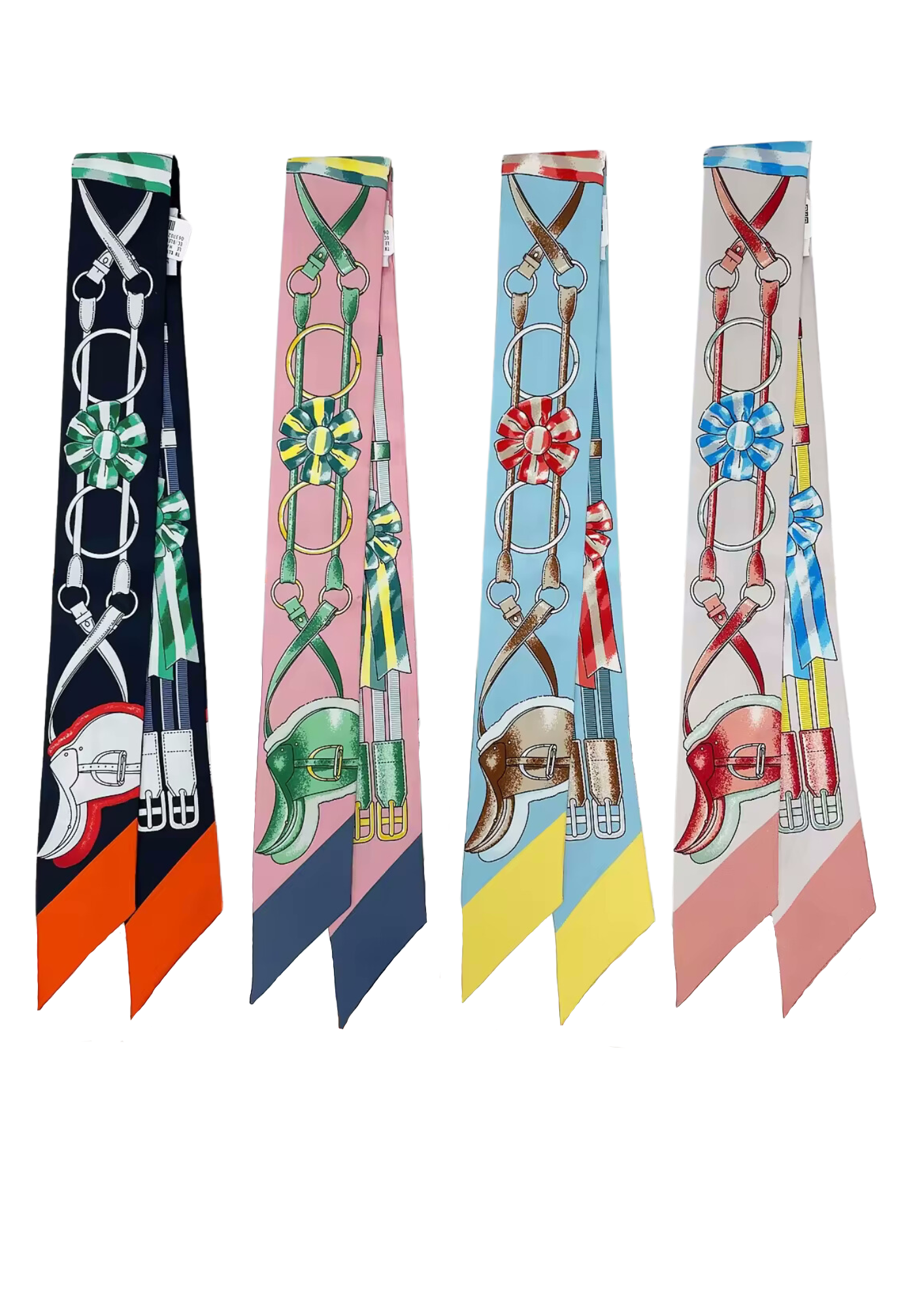 ORLANDO Horse Design Twilly Scarf, Hair or Handbag Tie - 85 x 5 cms PURE SILK