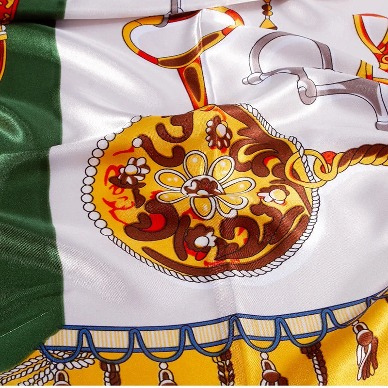 CARLA Horse Design Satin Scarf - 90 x 90 cms