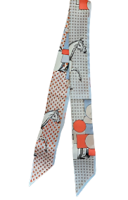 MATILDA Horse Design Twilly Scarf, Hair or Handbag Tie - 85 x 5 cms