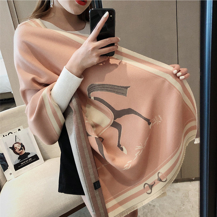 NEELY Horse Design Cashmere Blend Pashmina/Shawl - 180 x 65 cms