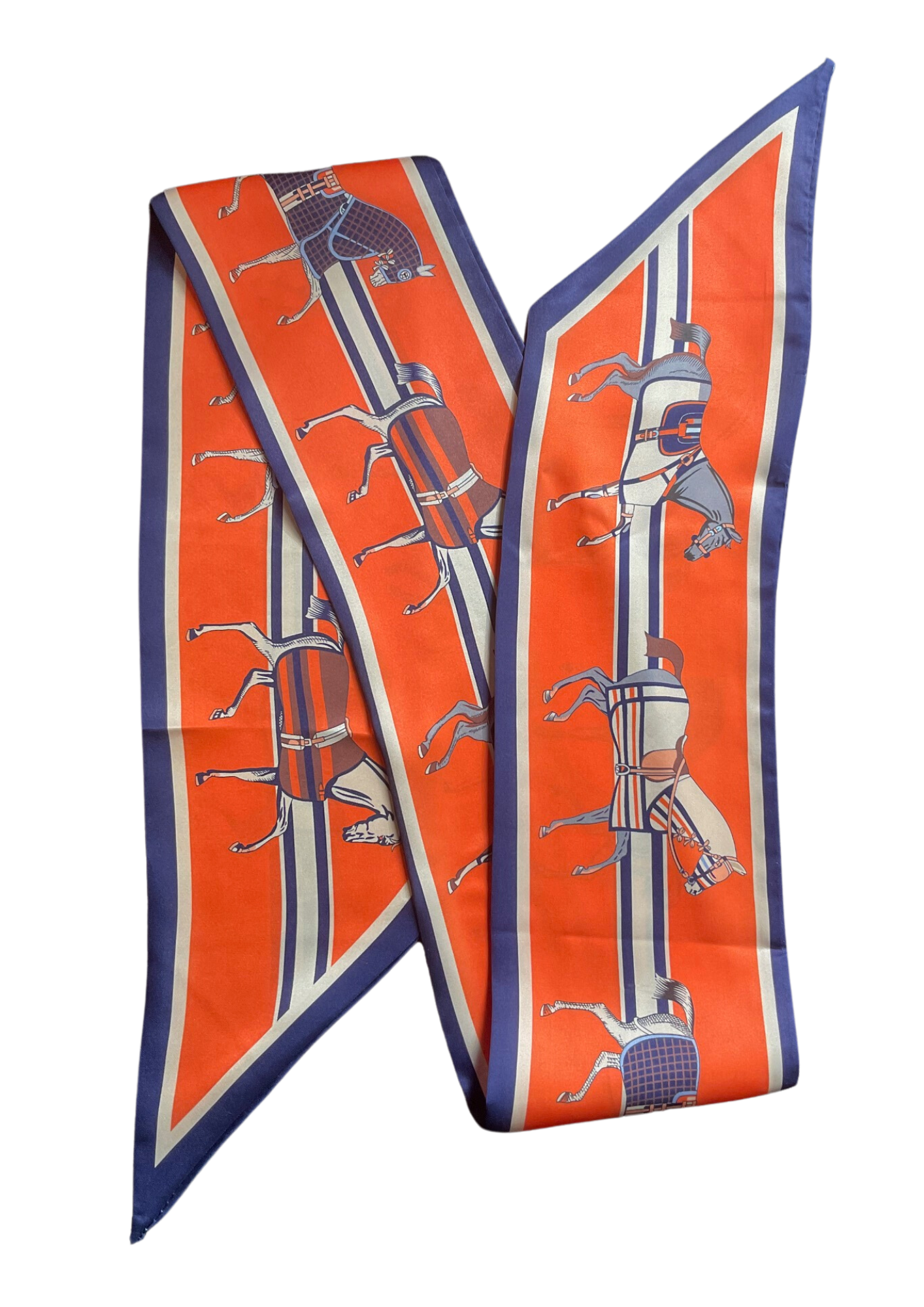 VARIA Horse Design Silk Look Satin Skinny Scarf - 145 X 13 cm