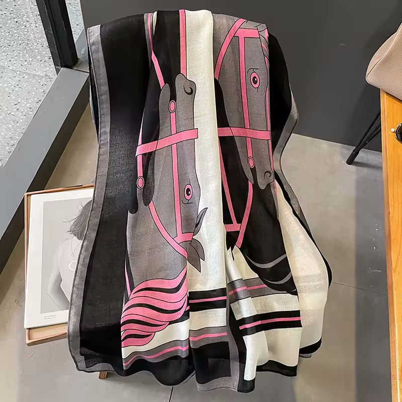 ETTA Horse Design, Linen Look Scarf - 180 x 90 cms