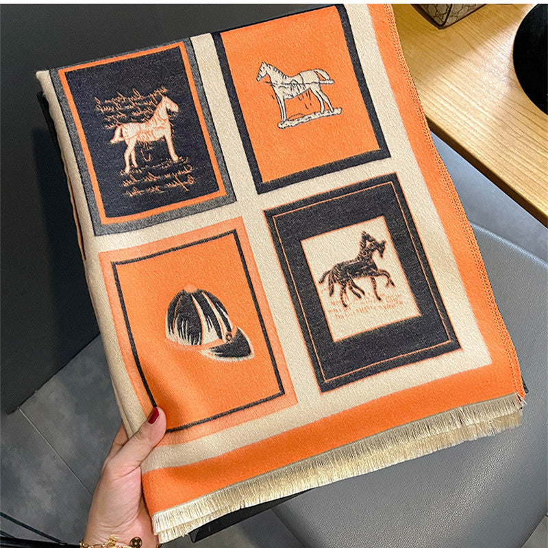 ENID Horse Design, Cashmere Blend, Pashmina/Shawl 180 x 65 cms