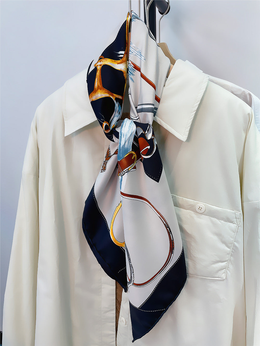 LILLIAN Horse Design, Hand-Rolled Edge, Twill Scarf - 90 x 90 cms