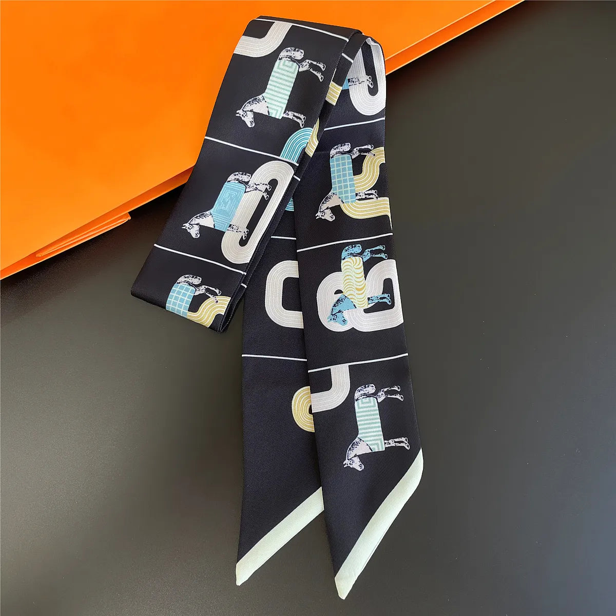 LYON Horse Design Twilly Scarf, Hair or Handbag Tie - 85 x 5 cms