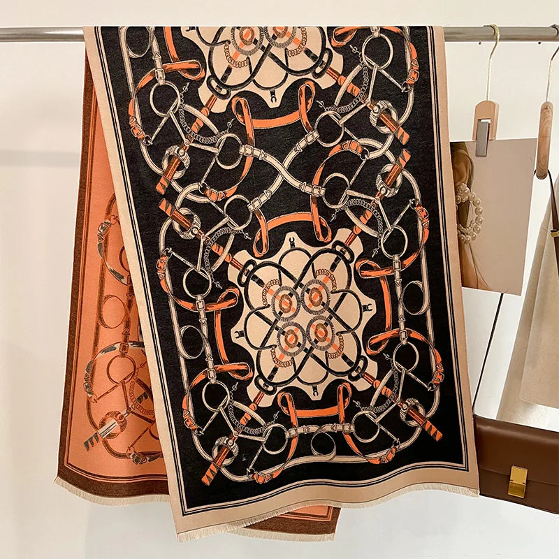 PORTIA Horse Design, Cashmere Blend Pashmina/Shawl - 180 x 65 cms