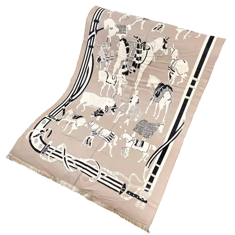 LEON Horse design, Cashmere Blend Pashmina/Shawl - 180 x 65 cms