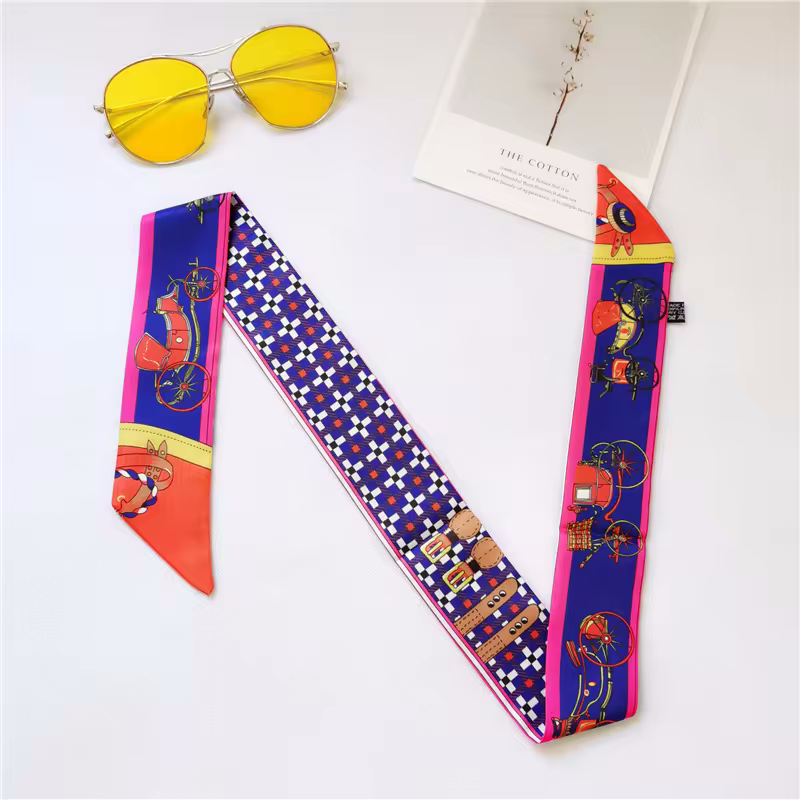 CHRISTINA Horse Design Twilly Scarf, Hair or Handbag Tie - 85 x 5 cms